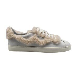 Stuart Weitzman Daryl Cozy Shearling Sneakers Women's 5.5B White Leather‎ NWOB